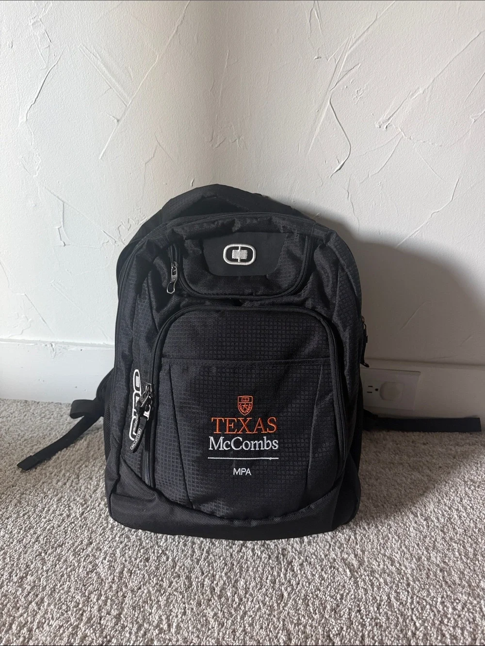 OGIO Black Backpack with Orange & White Logo Accents